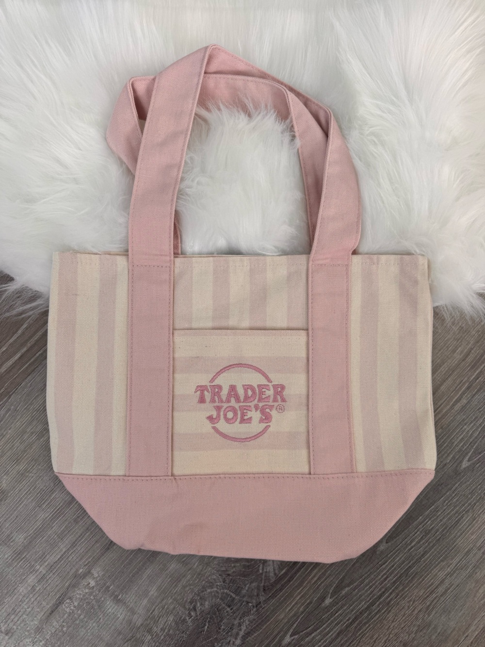 💞Limited Edition Trader Joe’s Mini Tote Bag - Light Pink Striped Summer 2026 - Picture 3 of 5